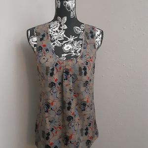 Gap Sleeveless Blouse: Tan Floral Tops - Size xs